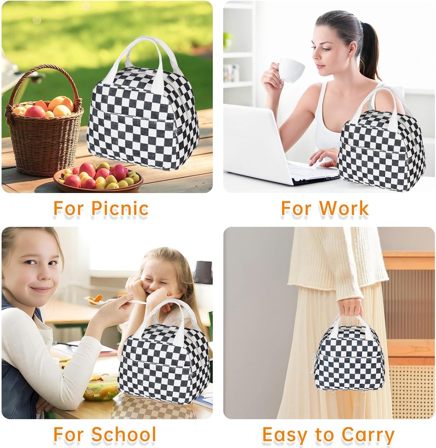 Lunch Bag for Women Men Girl,Large Cute Corduroy Lunch Tote Bags - Reusable Insulated Lunch Box for women with Handle, Leakproof WaterProof Design for Office, School, Work,Picnic.