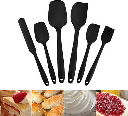 6 Pieces Silicone Spatula Set, Heat Resistant Rubber Spatula for Kitchen Use, Non Toxic, Food Grade, Upgrade Strong Handle with Ergonomic Grip for Cooking Nonstick Cookware