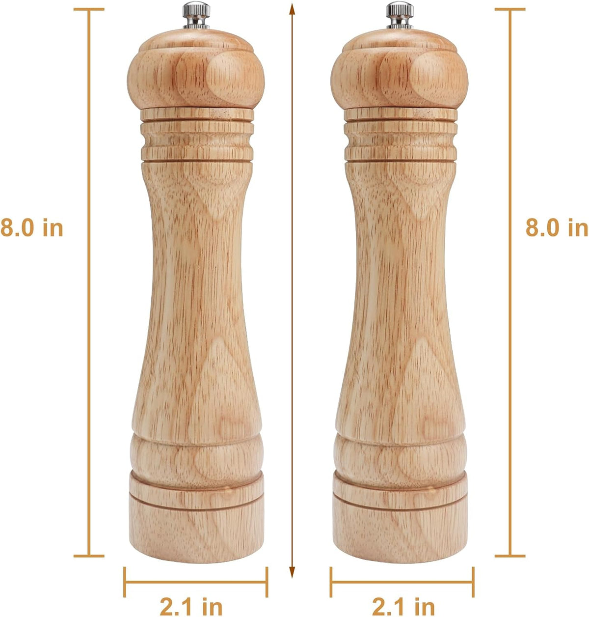 Gulex Wood Pepper Grinder Pepper Mill Adjustable Coarseness 8 Inch Retro