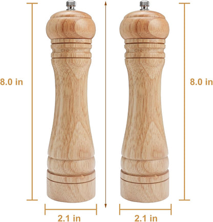 Gulex Wood Pepper Grinder Pepper Mill Adjustable Coarseness 8 Inch Retro