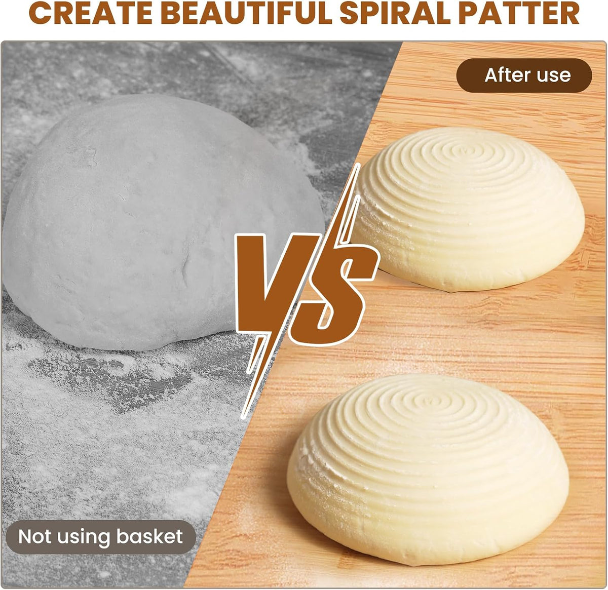 Kikcoin Banneton Bread Proofing Basket, 5 Inch Mini Banneton Basket