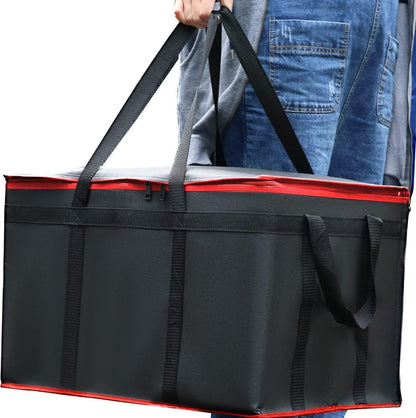 musbus Extra large XXXL Insulated Food Delivery Bag Cooler Bags Keep Food Warm Catering Therma Catering Bag for doordash 22x14x13 Cooler Bags Therma Shopper hot warming RED Pizza BLACK