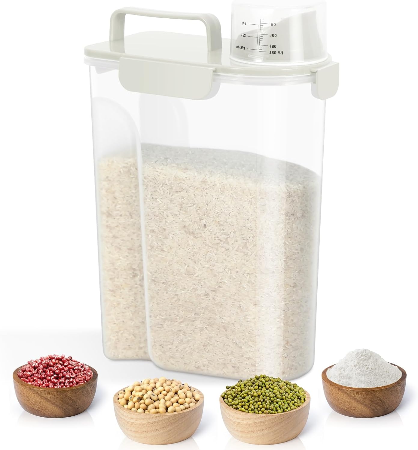 TBMax Rice Container 10 Lbs, Cereal Container Oatmeal Storage, Airtight Food Dispenser with Easy-pouring Spout & Handy Cup for Flour Grain Beans, Pet Dog Cat Bird Food Storage Container