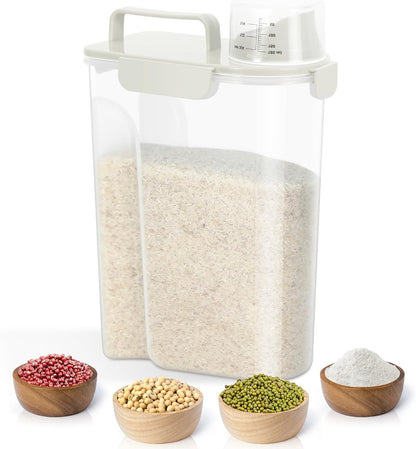 TBMax Rice Container 10 Lbs, Cereal Container Oatmeal Storage, Airtight Food Dispenser with Easy-pouring Spout & Handy Cup for Flour Grain Beans, Pet Dog Cat Bird Food Storage Container