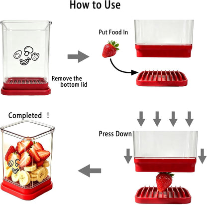Fruit Slicer Cup for Strawberry, Banana, Egg with Cleaning Brush