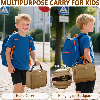 Lunch Box Kids Insulated Lunch Bag for Boys Girls Cute Reusable Lunch Tote Bag Waterproof Portable Thermal Lunch Box Kids for School Picnic Travel Black