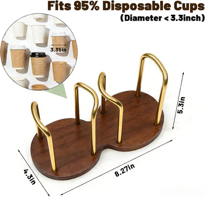 Wood Bathroom Cup Holder, Disposable Cup Dispenser, Plastic Mouthwash Cup Storage Organizer for Cups -Perfect for Office, Kitchen, Gym, School or Cafes (Black)