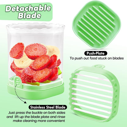 Creative Strawberry Slicer, Detachable Cutter with Push Plate (Green)