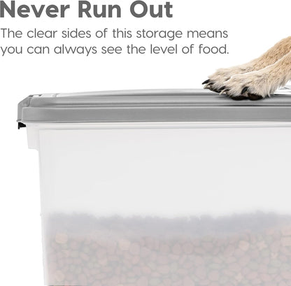 IRIS USA Dog Food Storage Container 30 lb + 11lb Airtight Combo, Stackable Pet Food Storage Bin with Wheels for Cat Dog Food, BPA Free, Made in USA, Black