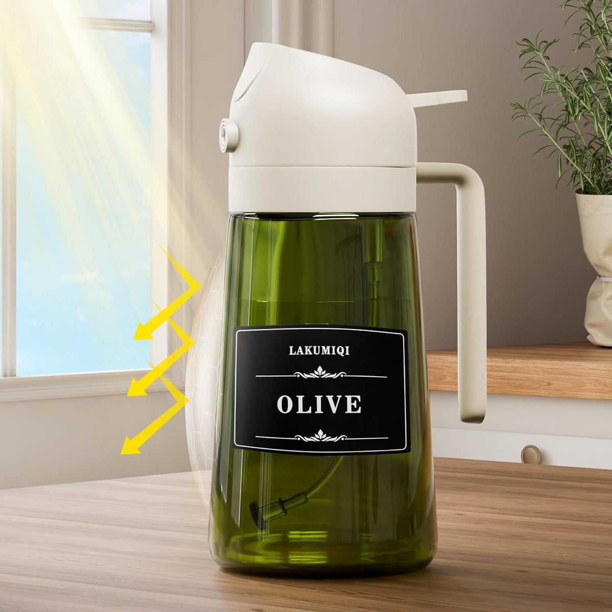 Oliver Oil Sprayer Dispenser for Cooking Bottle 16oz Dark Glass Black