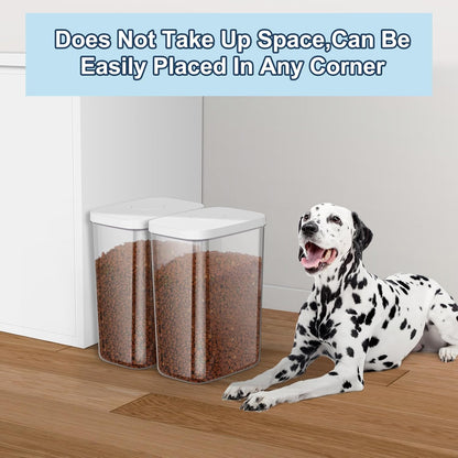 LEAWALK 10Lbs/10.57Qt Airtight Dog Cat Food Storage Container and Dog Treat Containers BPA-Free, PET Clear Stackable Pet Storage Bin, Pop Top, 1-Cup Scoop for Pet Food/Rice/Flour/Bread/Grains