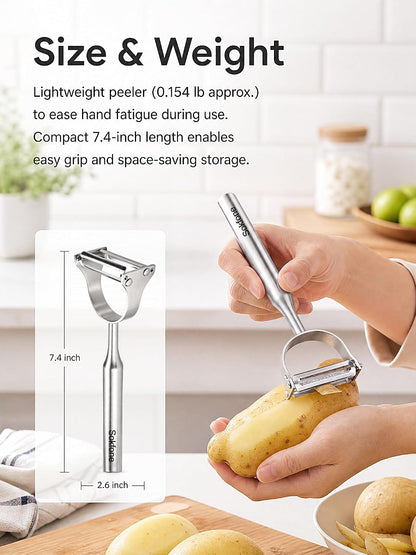 Stainless Steel Vegetable Peeler, 2-in-1 Multifunctional Vegetable Peeler & Julienne Peelers with Straight Edge and Serrated Blades, Fruit Carrot Potato Veggie Peelers Slicer Tool for Kitchen