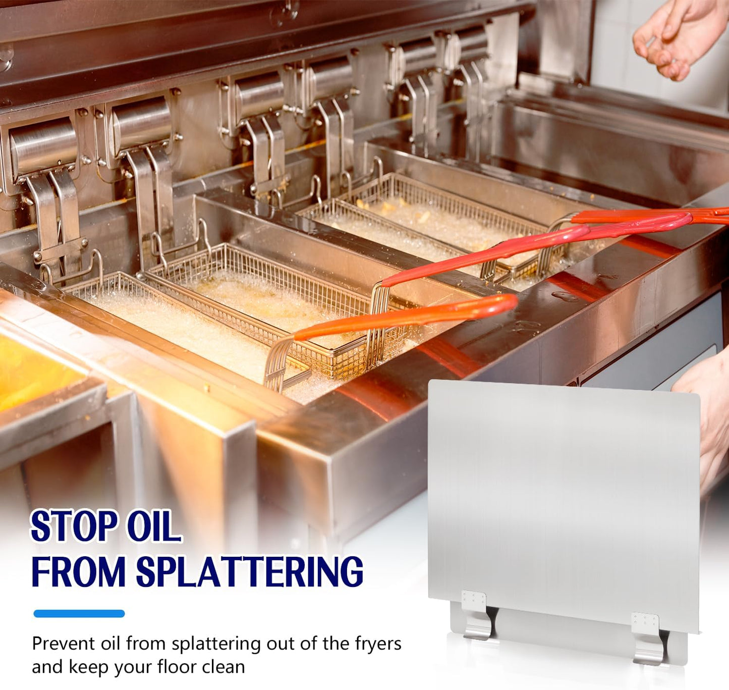 2 Packs Stainless Steel Fryer Splash Guard Side Stove Splash Screen, Oil Splash Guards for Kitchen & Restaurants Deep Fryer (20-1/2" W x 18" H)