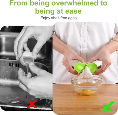 Egg Cracker, Silicone Egg Shell Opener, Cute Egg Shaped Design, Opens Eggs with Ease, A Little Happiness Boost for Your Kitchen. (Color: Green, 1-Pack)