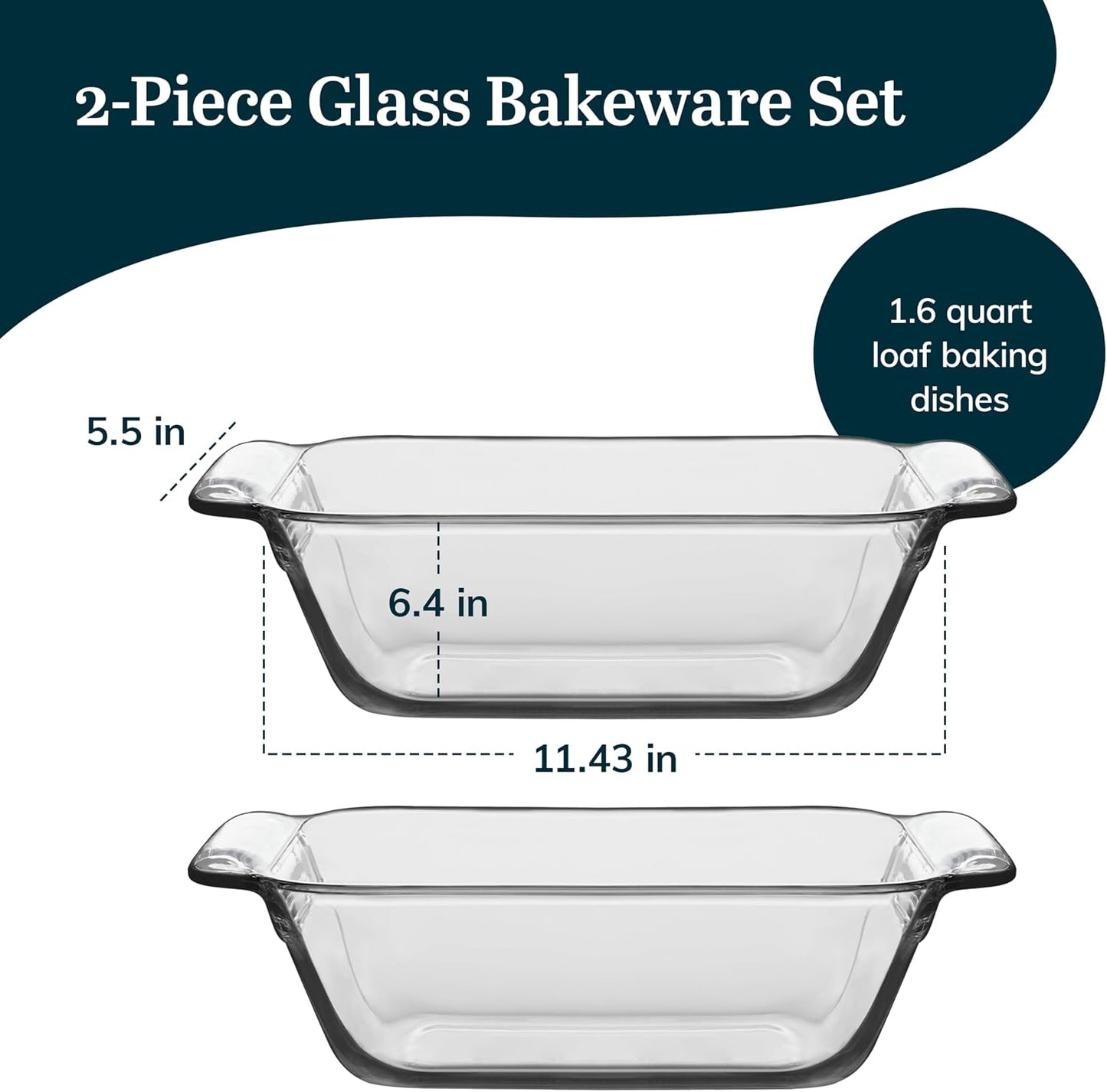 Libbey Baker’s Premium 2 Piece Glass Pie Plate, Stackable, Space Saving Casserole Dish Set with Lids, Glass Baking Dish Set for Fruit Pies, Quiches