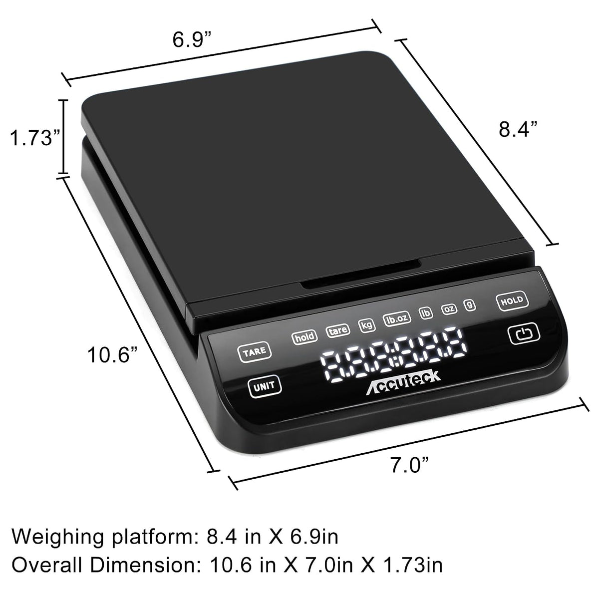 Accuteck 8250 High Accuracy Digital Shipping Scale and Postal Scale, 0.1oz Precision, 50Lb
