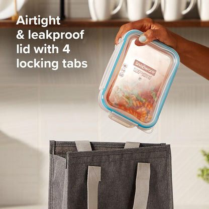Snapware Glass Total Solutions (12-Pack) Food Storage Containers Set, (1, 2 & 4 Cup), Airtight & Leakproof Plastic Locking BPA-Free Lids, Freezer Dishwasher Microwave Safe
