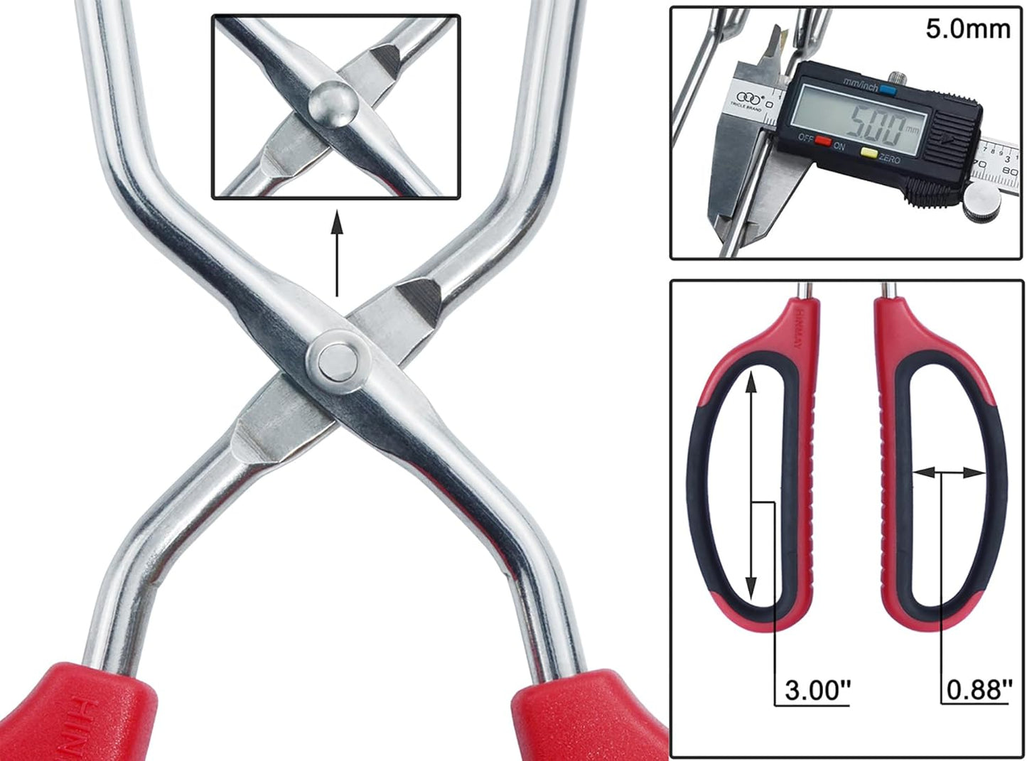 HINMAY 10" 12" 16" Stainless Steel Kitchen Tongs Set, Non-Slip Comfortable Grip Scissor Tongs for Cooking, Grilling & Serving, Set of 3
