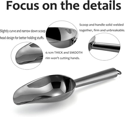 E-far Mini Scoop, 3 Ounce Stainless Steel Kitchen Utility Scoops, Ideal for Candy/Ice Cube/Flour/Sugar/Coffee Bean/Protein Powder, Food Grade & Anti Rust, Easy Clean & Dishwasher Safe (4 Pack)