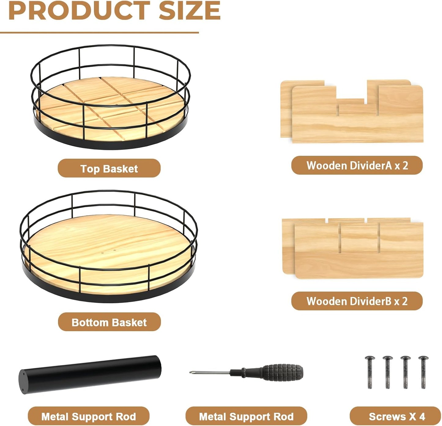 Snack Organizer - Versatile Snack Storage 2 Tier Lazy Susan with Convenient Grab-and-Go Design, Metal Snack Holder for Home, Office, Breakroom, 11.85" L x 11.85" W x 13.3" H (Matte Black)