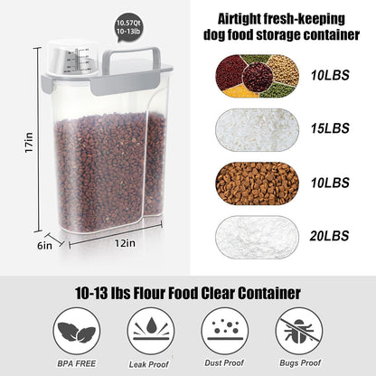 LEAWALK 5-7Lbs Cat Dog Storage Container, Portable Pet Food Containers with Upgraded Large Spout and Cup, Small Animal Kibble Dispenser for Bird Seed, Oatmeal, Rice, Flour, Brown Sugart-Dark Green