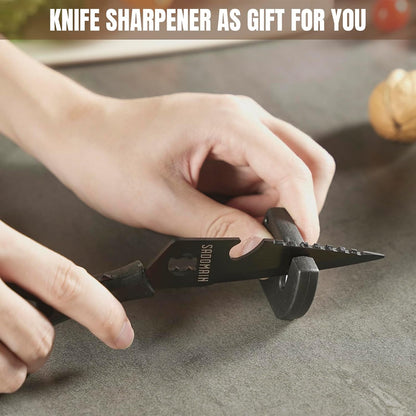 Kitchen Scissors All Purpose, Extra Sharp Kitchen Shears with Knife Sharpener & Sheath, Solid & Durable Stainless Steel Scissors with ANTI-RUST Black Titanium Plated, Dishwasher Safe - Black