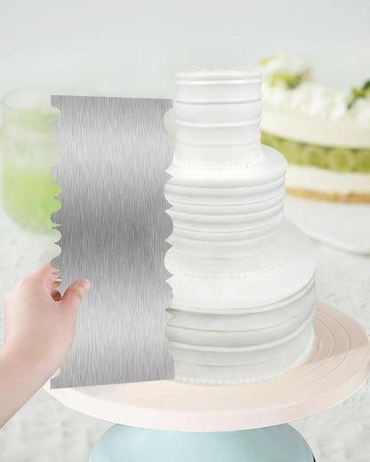 8.6 Inch Metal Cake Scraper Smoother, Edge Side Jagged Comb for Cream