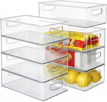 Heyuzb Pantry Organizers and Storage, 12 Pack Clear Plastic Storage Bins for Freezer, Multi-Use Organizer Bins for Kitchen, Office, Fridge, Cabinet and Shelf Organizing
