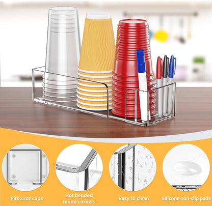 Coffee Cup Holder for Countertop - Clear Acrylic Coffee Bar Accessories Cup Organizer Station Organizer Farmhouse Table Décor