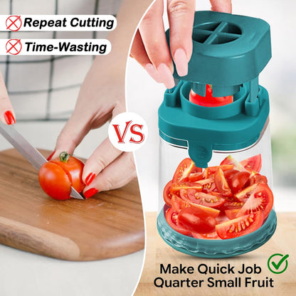Small Fruit Cutter for Grape, Strawberry, Cherry Tomato (Red)