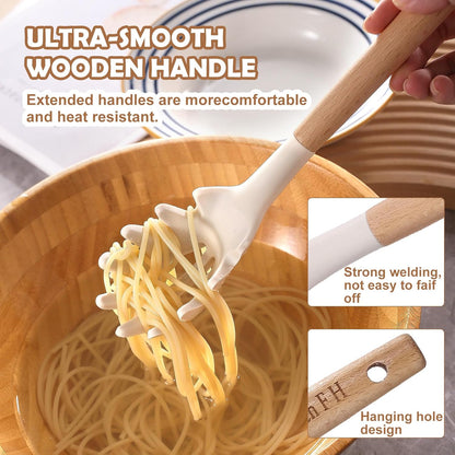 Silicone Cooking Utensils Set 446°F Heat Resistant Silicone Kitchen Utensils Set, Spatula, Turner Tongs, Spoon, Whisk,Kitchen Gadgets for Nonstick Cookware, BPA Free