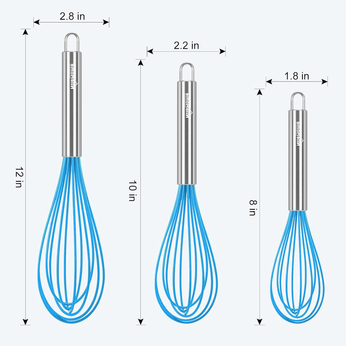 NileHome 3-Pack Stainless Steel Whisk Set, Kitchen Utensils for Cooking