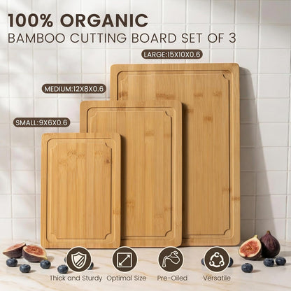 Extra Large Cutting Board, 17.6" Bamboo Cutting Boards for Kitchen with Juice Groove and Handles Kitchen Chopping Board for Meat Cheese board Heavy Duty Serving Tray, XL, Empune