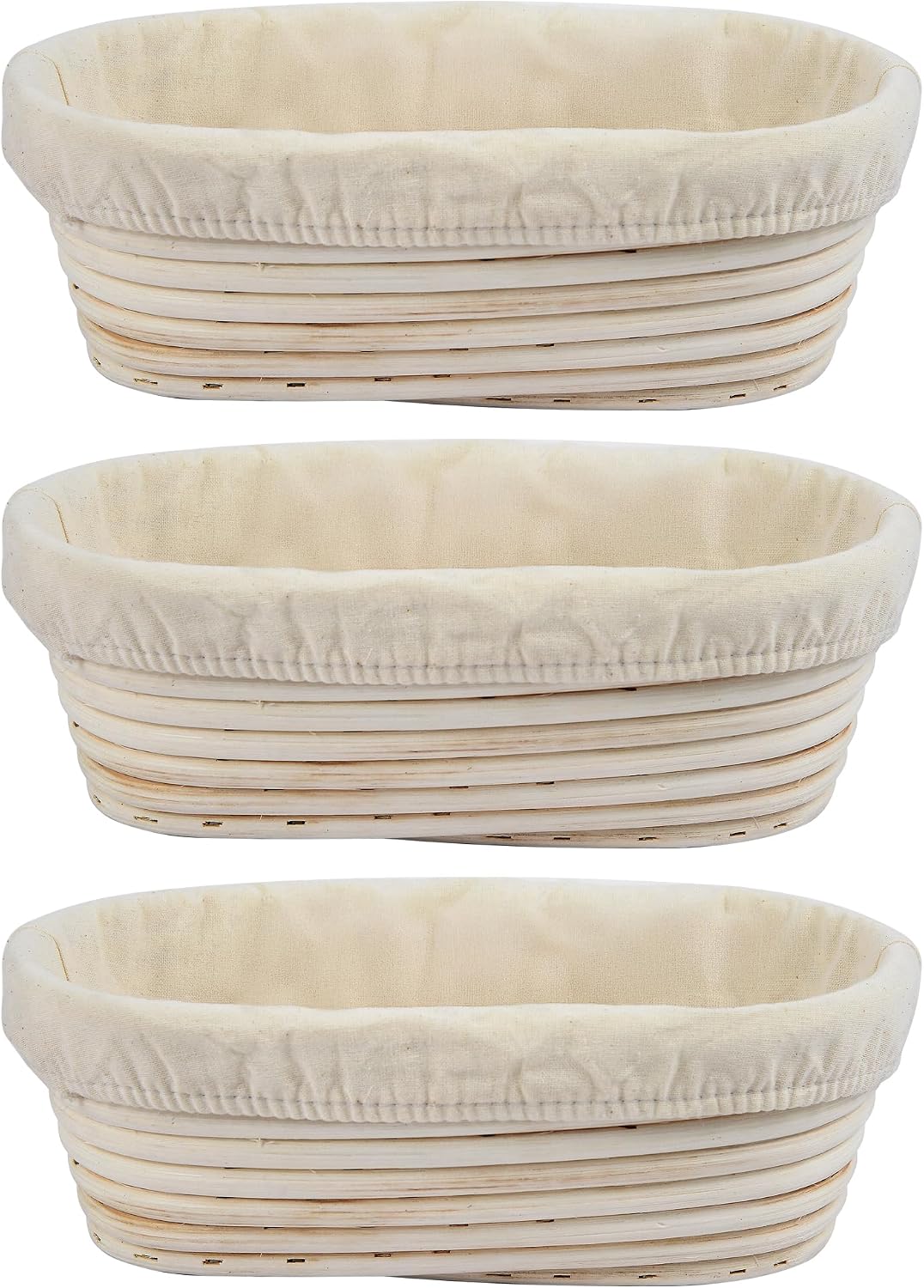 Banneton Bread Proofing Basket, 10 inch Oval Banneton Basket,Sourdough Proofing Basket,Bread Bowl Handmade Rattan Baskets and Liners for Professional & Home Sourdough Bread Baking