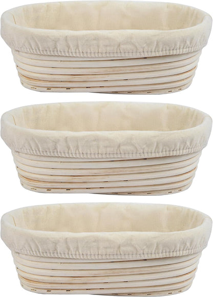 Banneton Bread Proofing Basket, 10 inch Oval Banneton Basket,Sourdough Proofing Basket,Bread Bowl Handmade Rattan Baskets and Liners for Professional & Home Sourdough Bread Baking