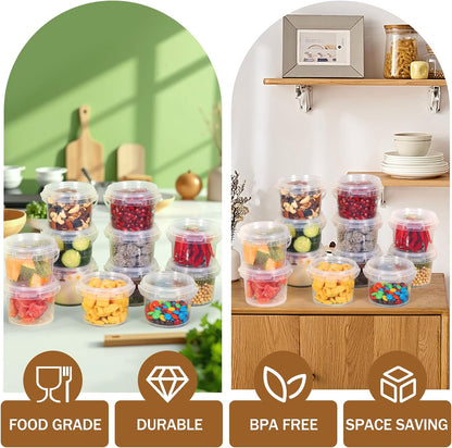 Leak Proof Plastic Containers with Lids, 10 oz Reusable Airtight PP Plastic Food Storage Containers, Freezer-safe Microwaveable Stackable Dishwasher, for Meal Prep, Soup, Snack (Clear, 12 Pack)