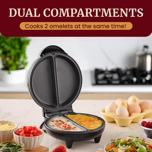 Elite Gourmet EOM205 Non-Stick Omelet & Frittata Maker, 6.5-Inch, Black