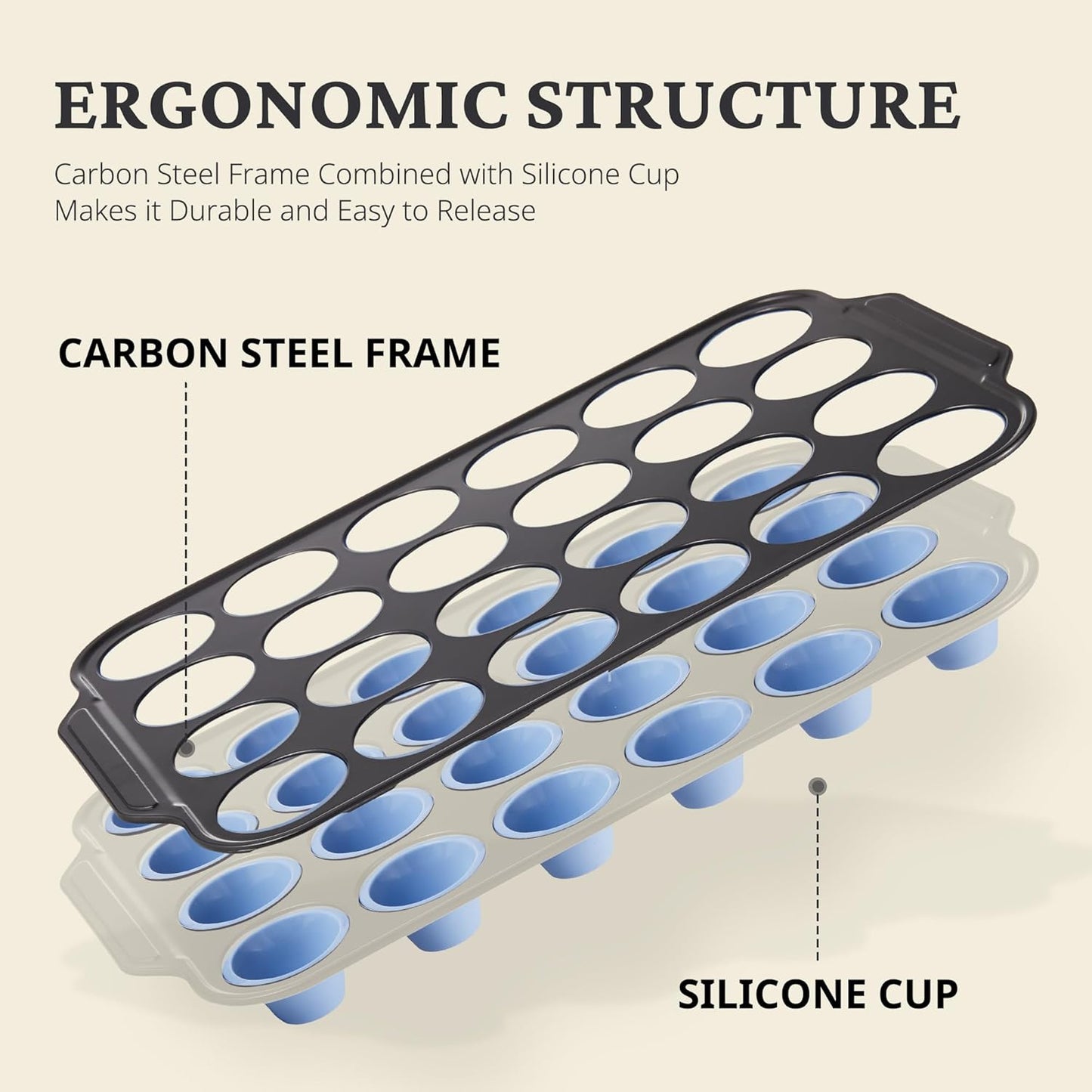 BRONYPRO Silicone Muffin Pans for Baking with Metal Frame, Egg Bite Molds, Cupcake Pans 12 Regular Size, Muffin Tins Easy to Pop Nonstick Non Toxic Bakeware for Oven,Blue