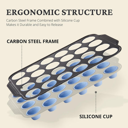 BRONYPRO Silicone Muffin Pans for Baking with Metal Frame, Egg Bite Molds, Cupcake Pans 12 Regular Size, Muffin Tins Easy to Pop Nonstick Non Toxic Bakeware for Oven,Blue