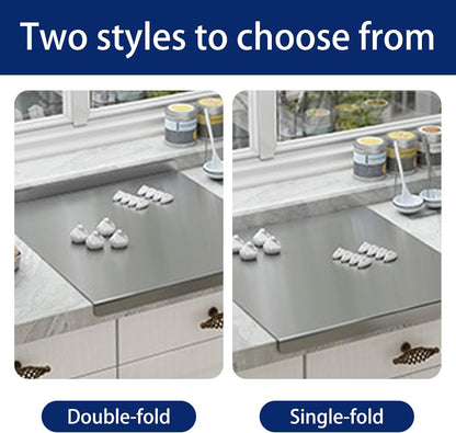 316 Stainless Steel Cutting Mat with Raised Lip and Non Slip Silicone Pad for Kitchen Countertop Chopping Meat Slicing Fruit Dicing Vegetable Easy Cleaning 300 * 400 * 1.5mm 316 stainless steel