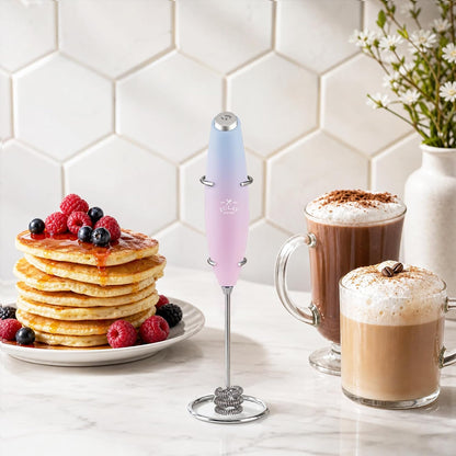 Zulay Kitchen Rechargeable Milk Frother Handheld - Frother Wand, Drink Mixer, Electric Whisk Frother, for Cappuccinos, Matcha & Protein Powder - Dynamic 3 Whisk, 3 Speed 500mAh Black - Colors C