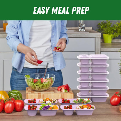 Dealusy 50 Pack (100-Piece) 28 oz Meal Prep Containers Reusable with Lids 2-Compartment, Sturdy Leakproof Food Safe, Microwave Freezer Dishwasher Safe, To Go Take Out Plastic Food Storage, Black