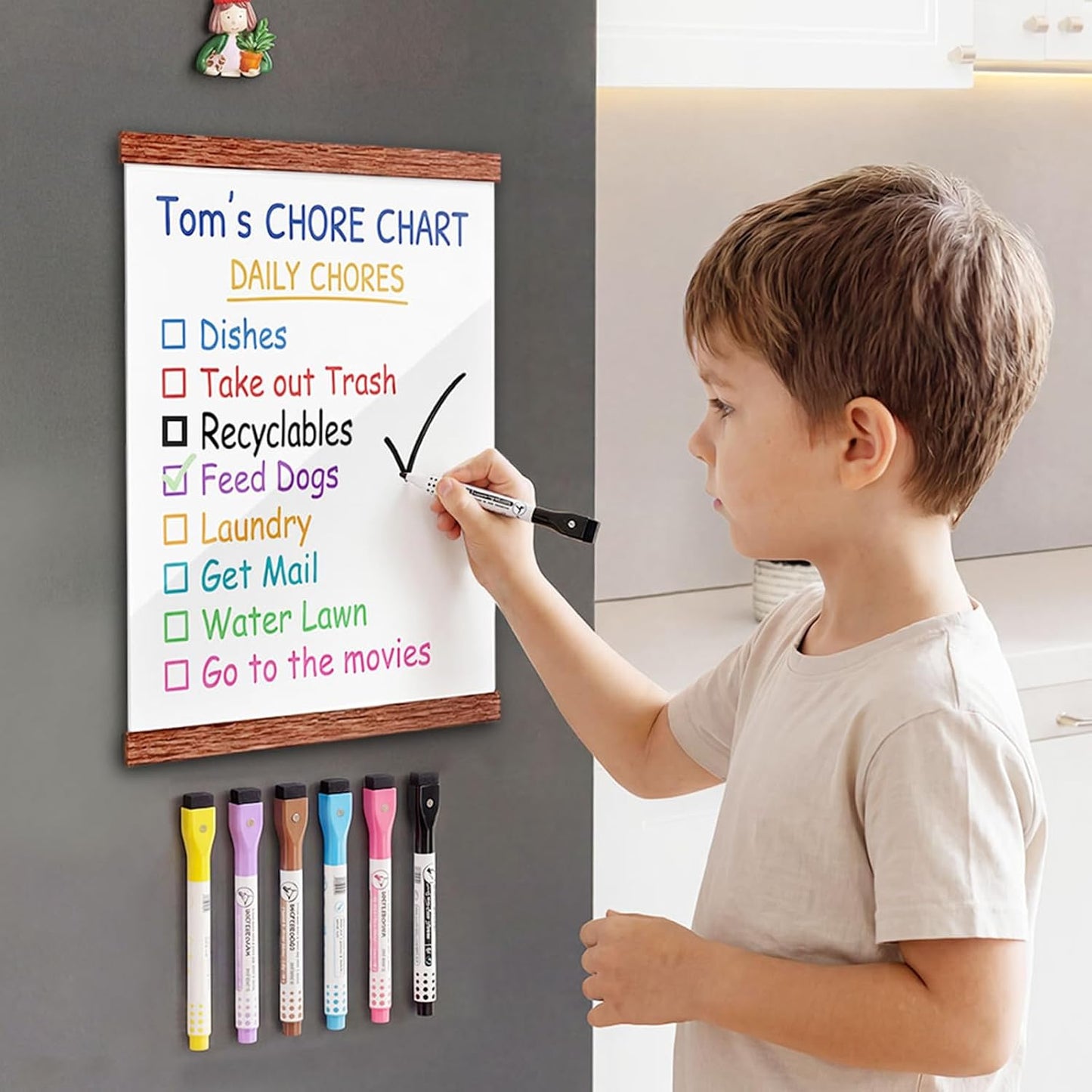 Fullin Magnetic Whiteboard for Fridge - DIY Acrylic Fridge Calendar Board with 2 Printable Letter Size Templates, Dry Erase Marker, Weekly Monthly Planner for Kitchen
