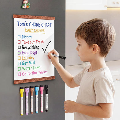 Fullin 12.6x8.3in Magnetic Whiteboard for Fridge - DIY Acrylic Fridge Calendar Board with 2 Printable Letter Size Templates, Dry Erase Marker, Weekly Monthly Planner for Kitchen