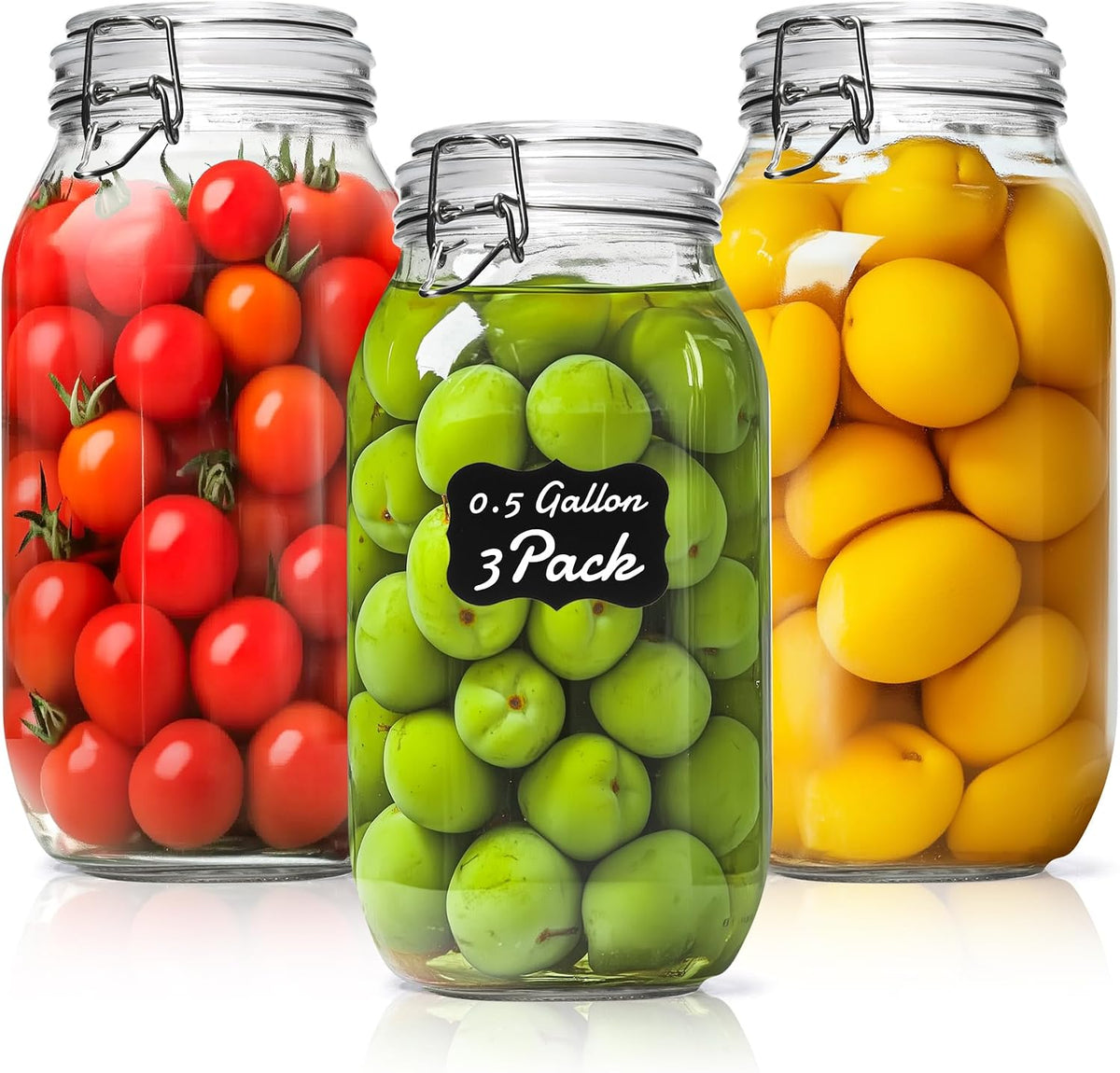 ComSaf Glass Pantry Jars with Airtight Lids 0.7 Gallon 2 Pack Wide Mouth | Flour sugar rice, Sourdough pickling, Pantry organization, Scoop included, Baking supplies, Bulk food storage, Large capacity