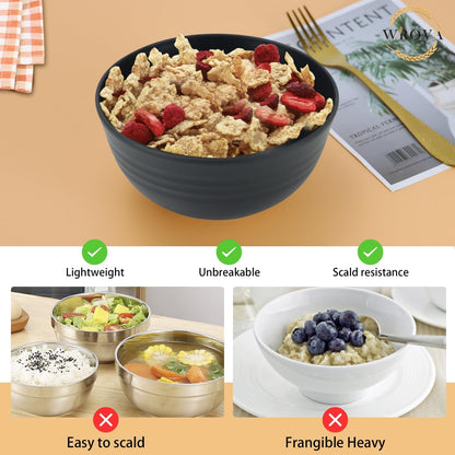 Wheat Straw Bowl Sets,8 PCS Unbreakable Cereal Bowl 26 OZ,Microwave and Dishwasher Safe Bowls,Bowl Sets for Camping and Picnic BPA Free Colorful Salad Bowls for Serving Soup,Oatmeal and Fruit Etc…