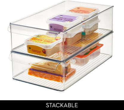 iDesign Large Stackable Fridge or Freezer Bin with Front Handle - Set of 6 - Clear - Made in USA