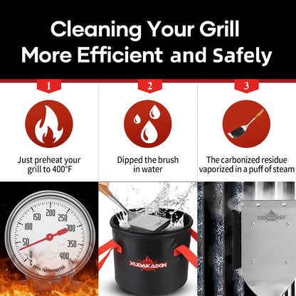 XUDAKAIXIN Grill Brush Bristle Free,with 5 BBQ Replacement Head,Perfect for Cast Iron, Stainless Steel Grates, [Ultra Safe & Efficient] Grill Cleaner for Outdoor Grill,Gifts for Men/Dad