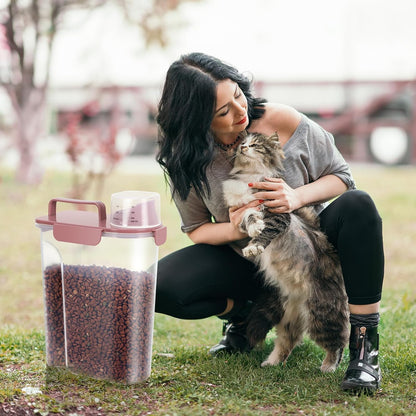 LEAWALK 5Lbs Airtight Cat Dog Food Storage Container with Upgraded Large Nozzle BPA-Free, Pet Food Storage Containers for Rice, Grain, Pet Food, Flour, Dog Treat Storage (Dark Gray, 5L-1pack)