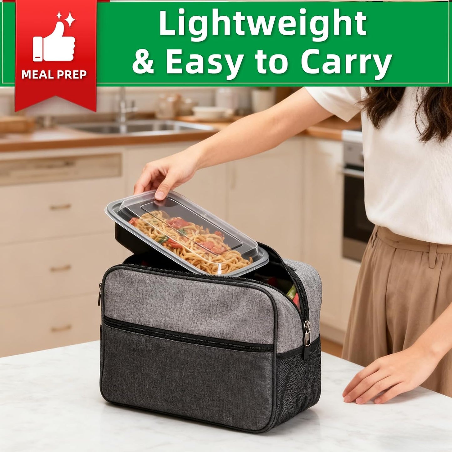 Meal Prep Containers 2 Compartment 15 Pack, 28 oz Divided Reusable Food Storage Containers with Lids Takeout Food Storage Containers Black, Microwave Dishwasher Freezer Safe, Stackable, BPA Free